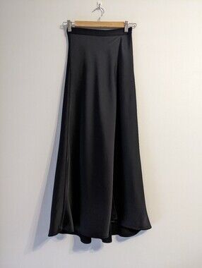 NWT H&M Satin Slip Maxi Skirt | Size 0 | Black